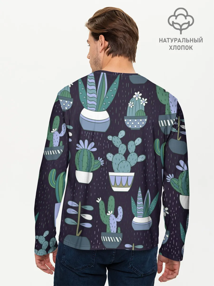 Мужской лонгслив базовый / Кактусы