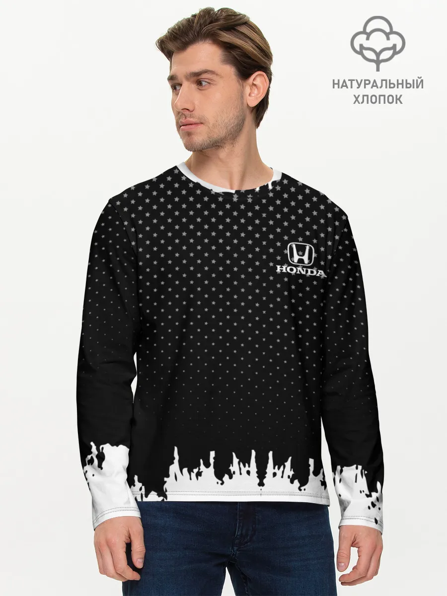 Мужской лонгслив базовый / Honda abstract black 2018