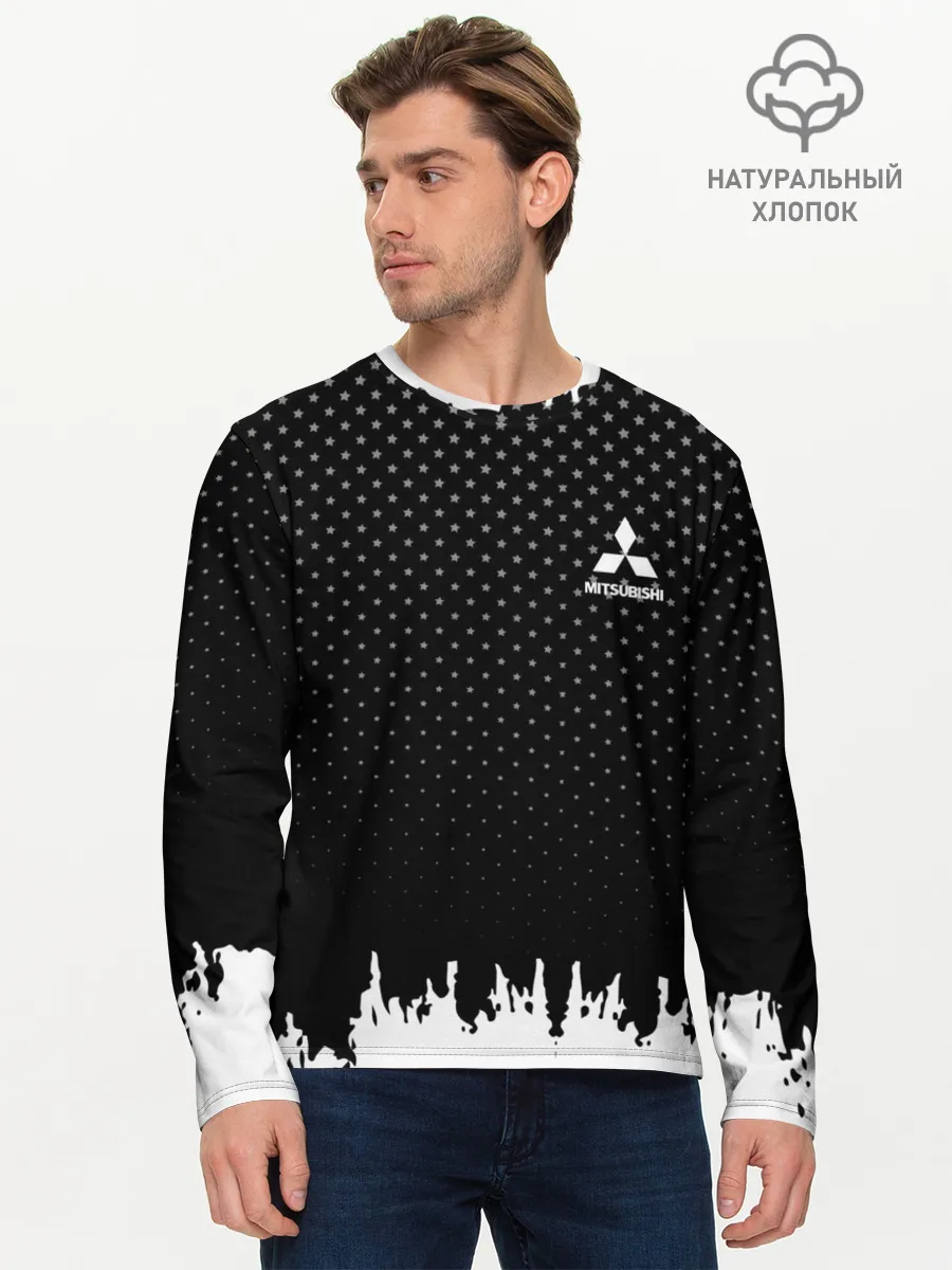 Мужской лонгслив базовый / Mitsubishi abstract black