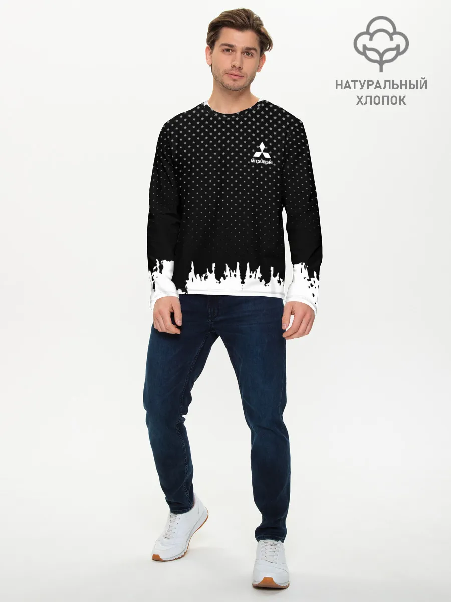 Мужской лонгслив базовый / Mitsubishi abstract black