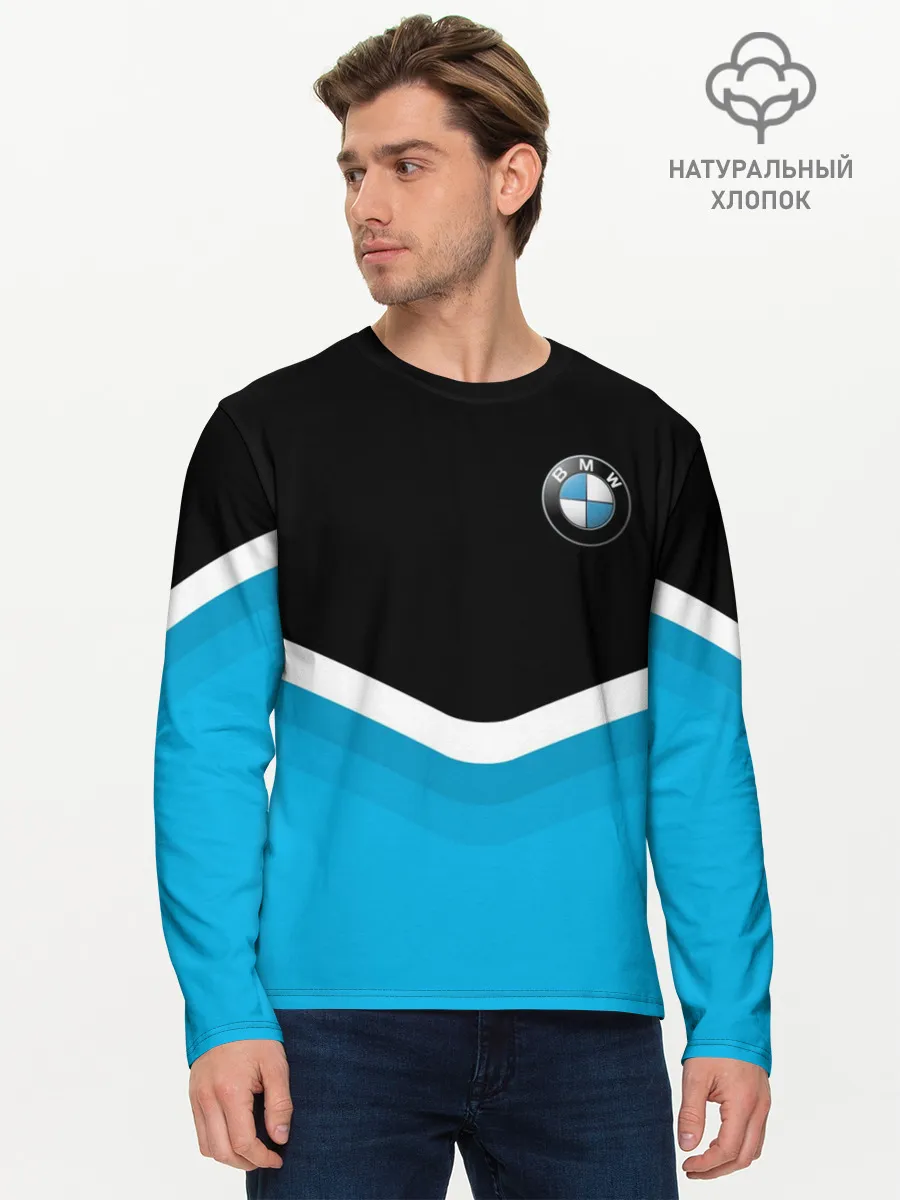 Мужской лонгслив базовый / BMW Black & Blue