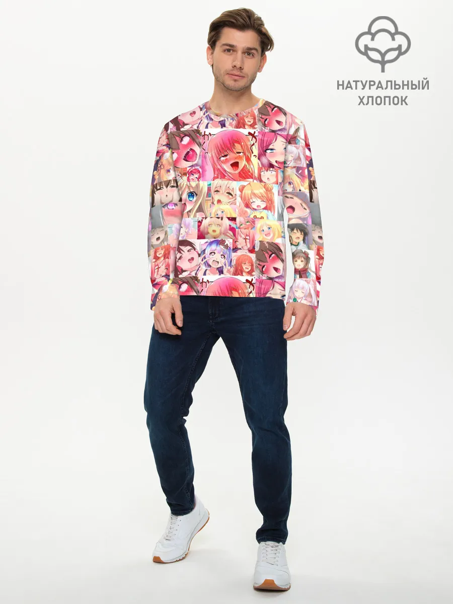 Мужской лонгслив базовый / Ahegao Color