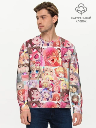 Мужской лонгслив базовый / Ahegao Color