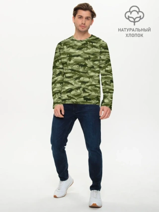Мужской лонгслив базовый / Камуфляж с крокодилами