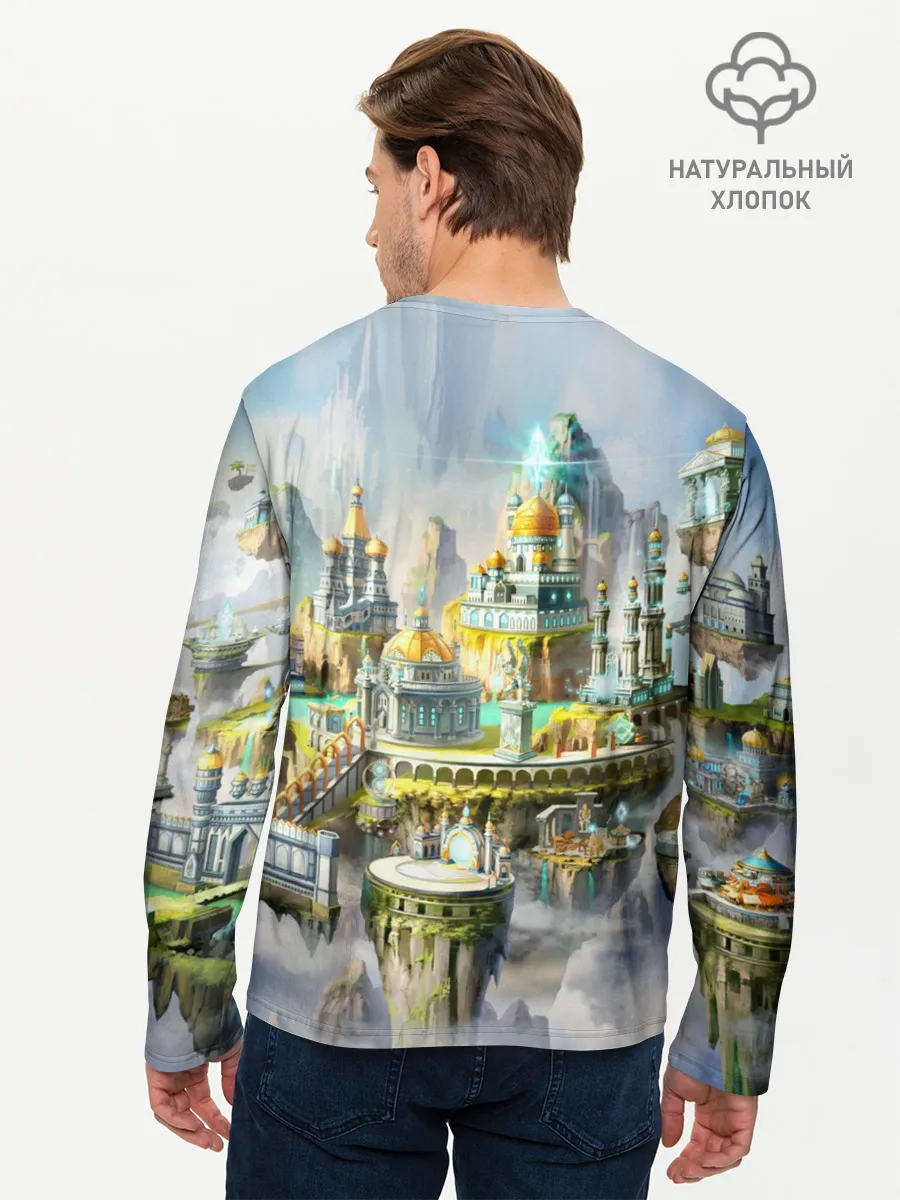 Мужской лонгслив базовый / Город в небе