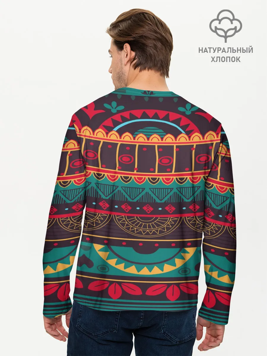 Мужской лонгслив базовый / Мексиканский орнамент