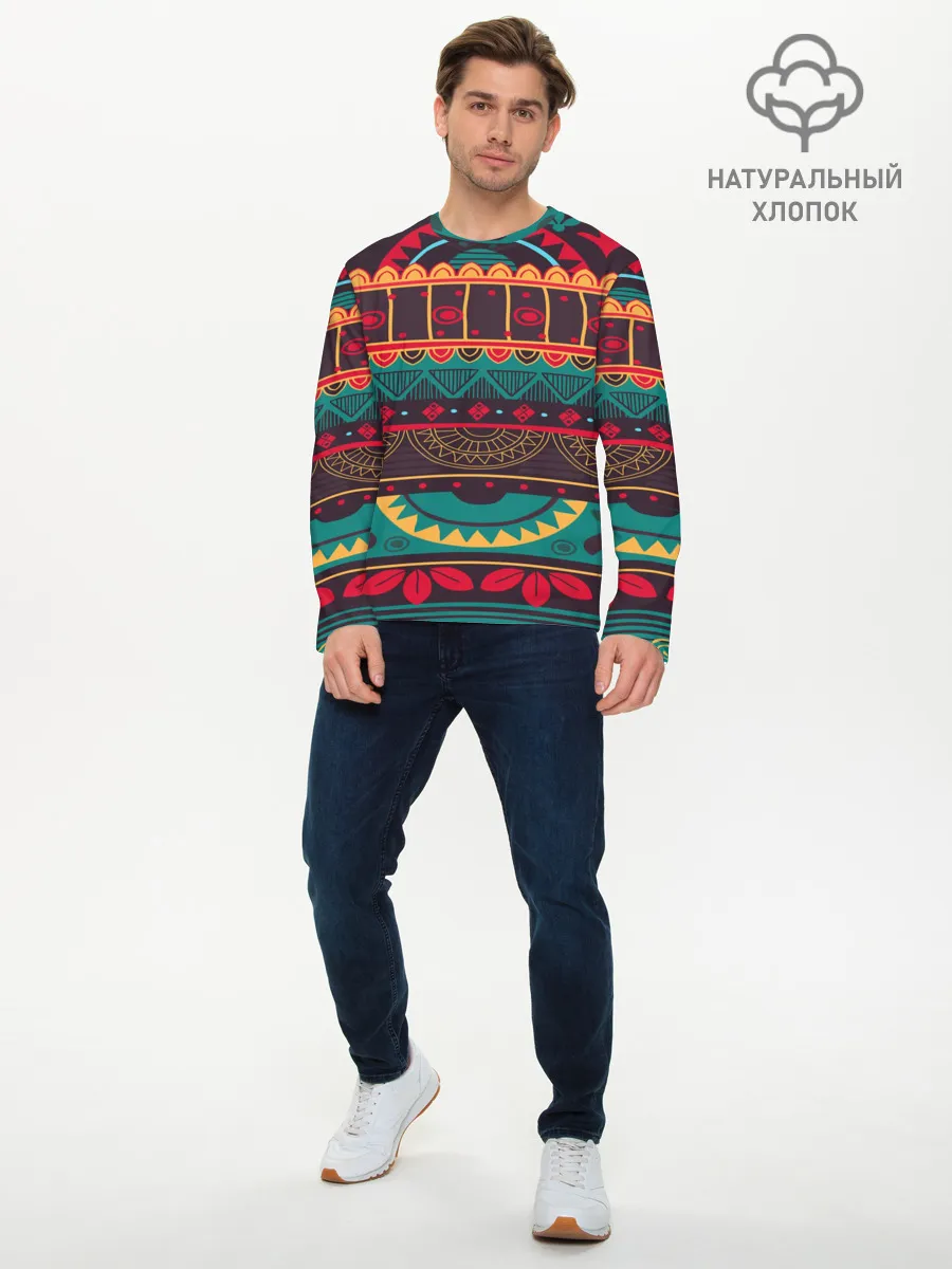 Мужской лонгслив базовый / Мексиканский орнамент