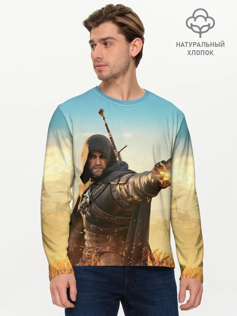 Мужской лонгслив базовый / Ведьмак. Игни