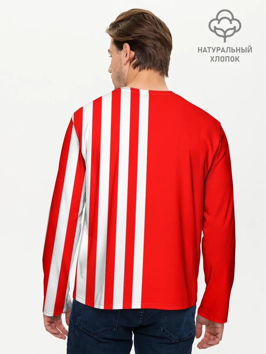 Мужской лонгслив базовый / Красно-белый воин