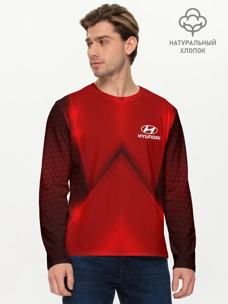 Мужской лонгслив базовый / Hyundai car sport RED