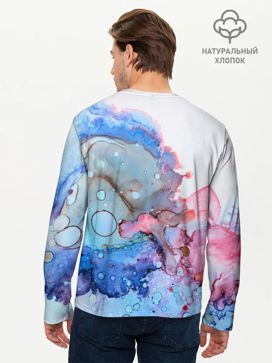 Мужской лонгслив базовый / Акварельные разводы