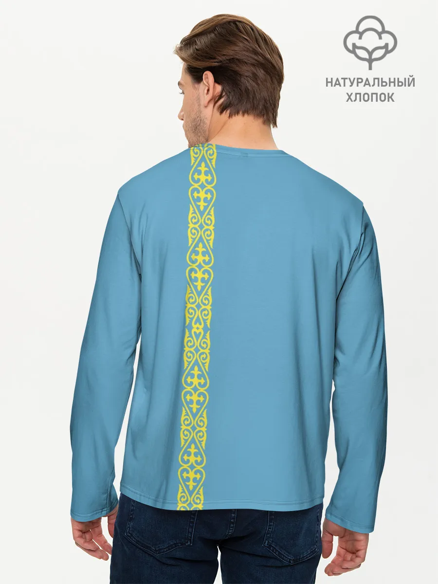 Мужской лонгслив базовый / Казахстан, лента с гербом