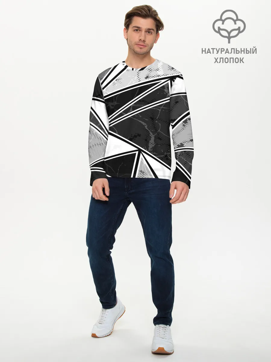 Мужской лонгслив базовый / Спортивная геометрия