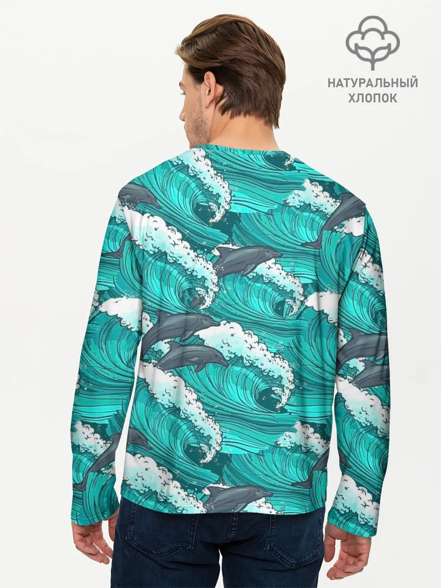 Мужской лонгслив базовый / Дельфины