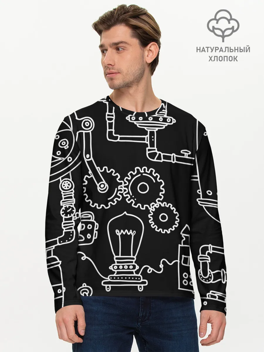 Мужской лонгслив базовый / Стиль стимпанк