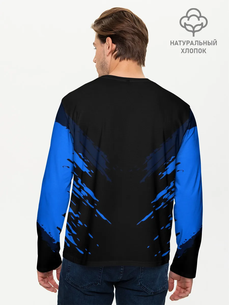 Мужской лонгслив базовый / Russia-sport collection BLUE