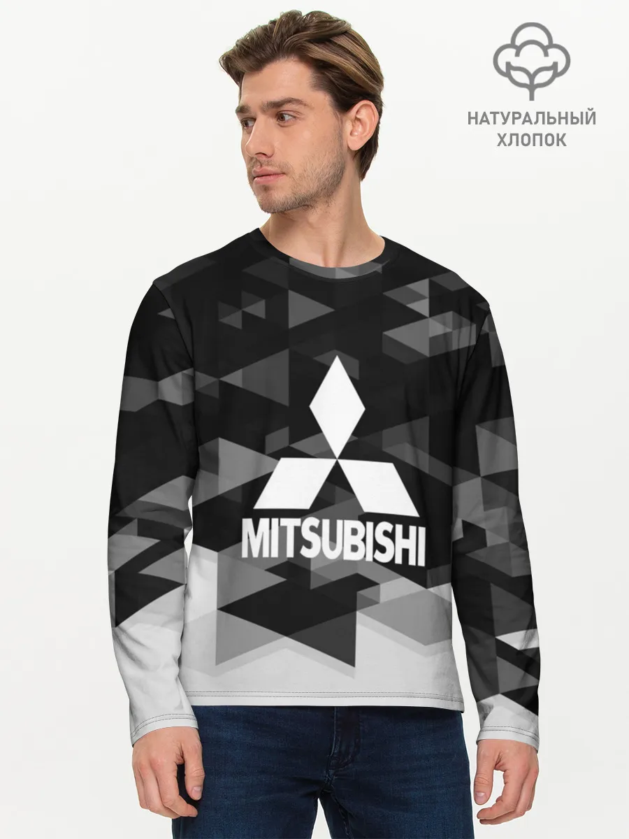 Мужской лонгслив базовый / Mitsubishi sport geometry