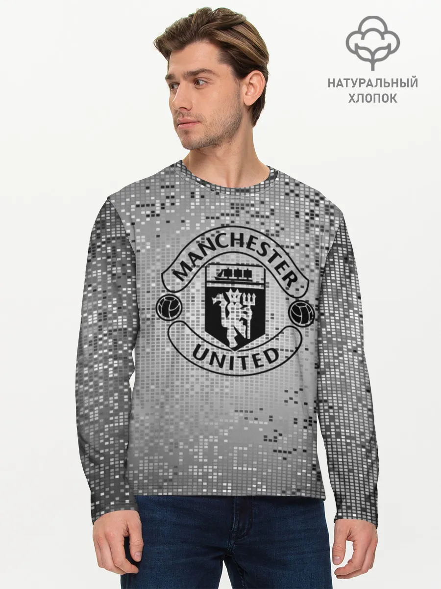 Мужской лонгслив базовый / Манчестер Юнайтед Pixels