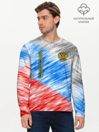 Мужской лонгслив базовый / Российский флаг с гербом