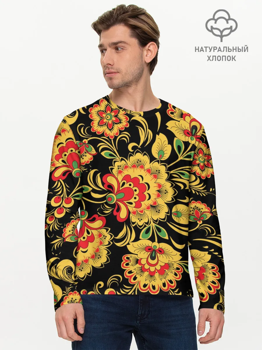 Мужской лонгслив базовый / Хохлома