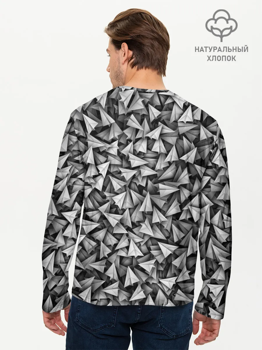 Мужской лонгслив базовый / Бумажные самолетики