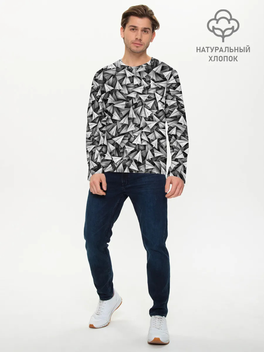 Мужской лонгслив базовый / Бумажные самолетики