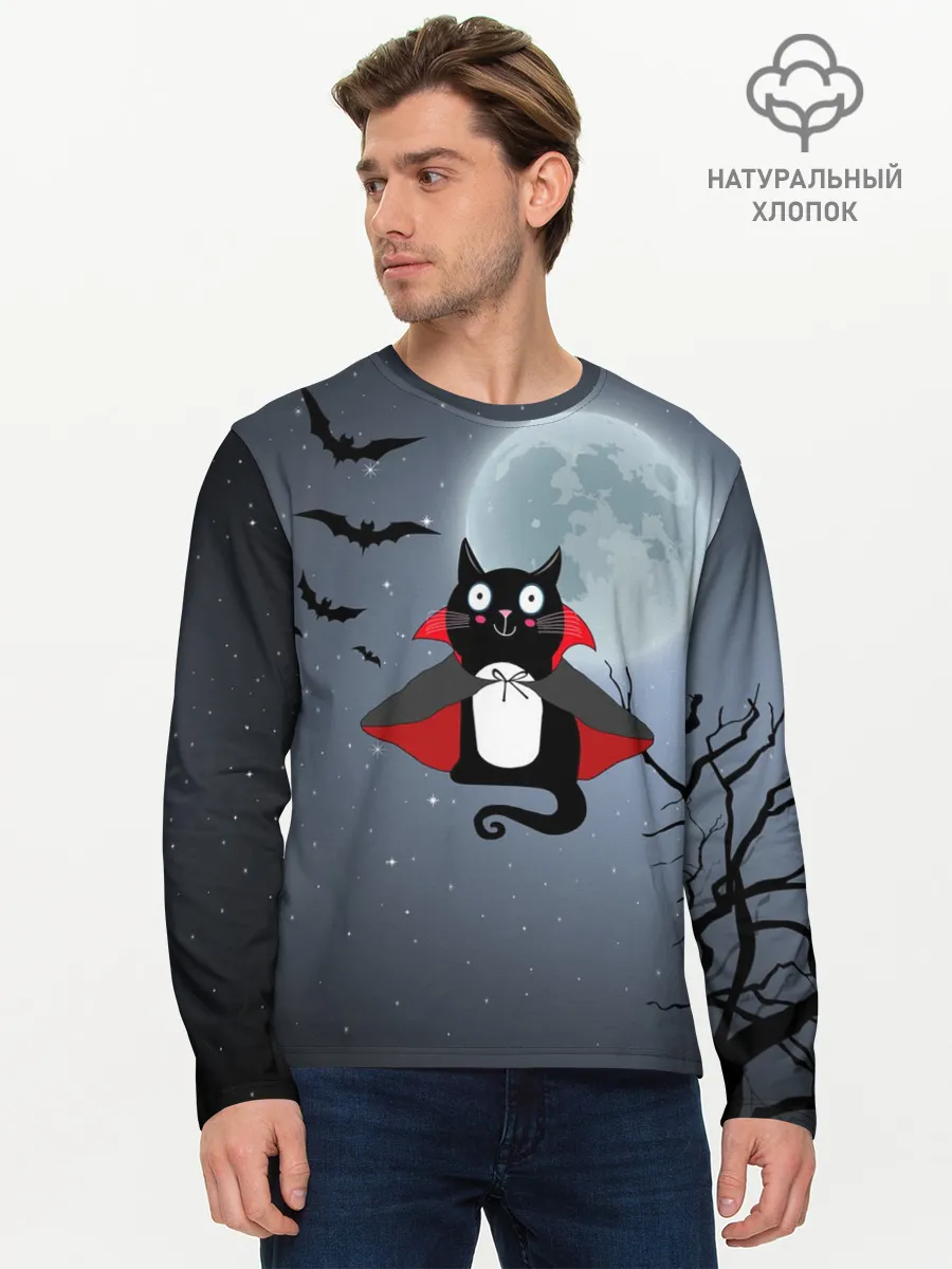 Мужской лонгслив базовый / Котик-готик