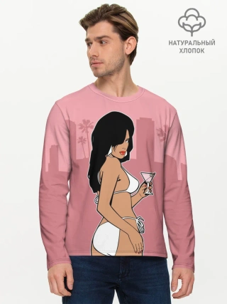 Мужской лонгслив базовый / GTA VC - Девушка с мартини