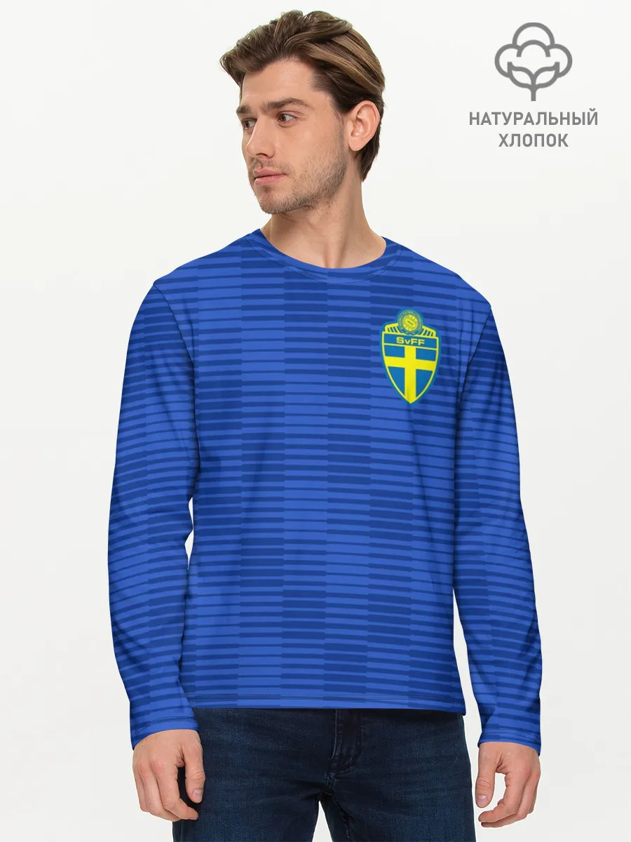 Мужской лонгслив базовый / Швеция гостевая форма ЧМ 2018