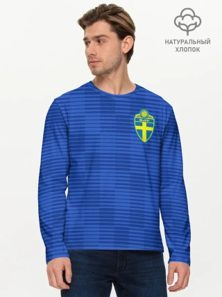 Мужской лонгслив базовый / Швеция гостевая форма ЧМ 2018