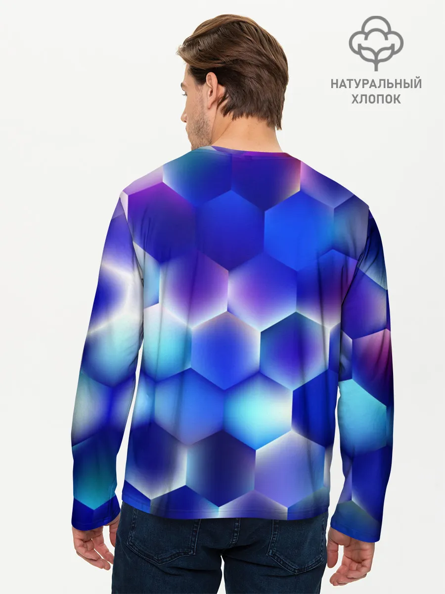 Мужской лонгслив базовый / Синяя чешуя змеи
