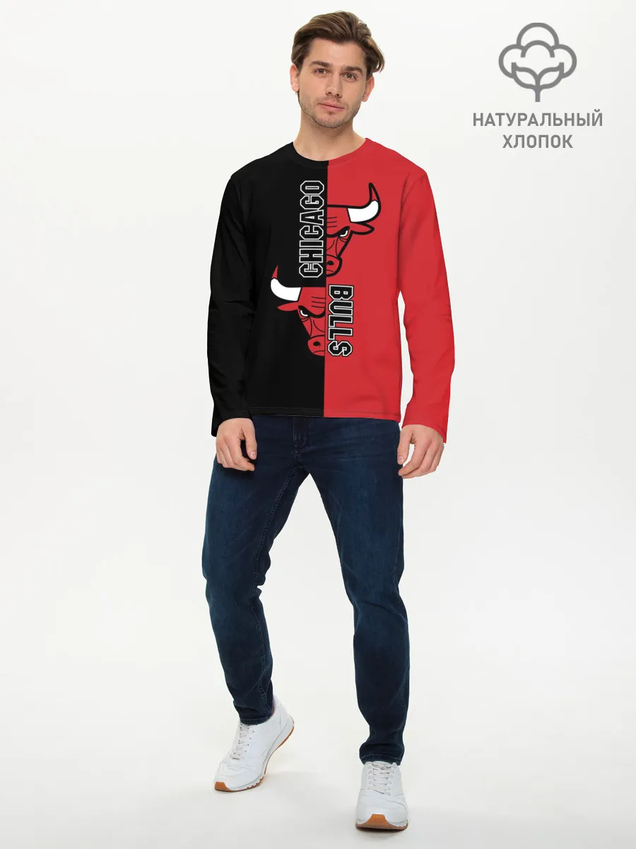Мужской лонгслив базовый / Чикаго Буллз