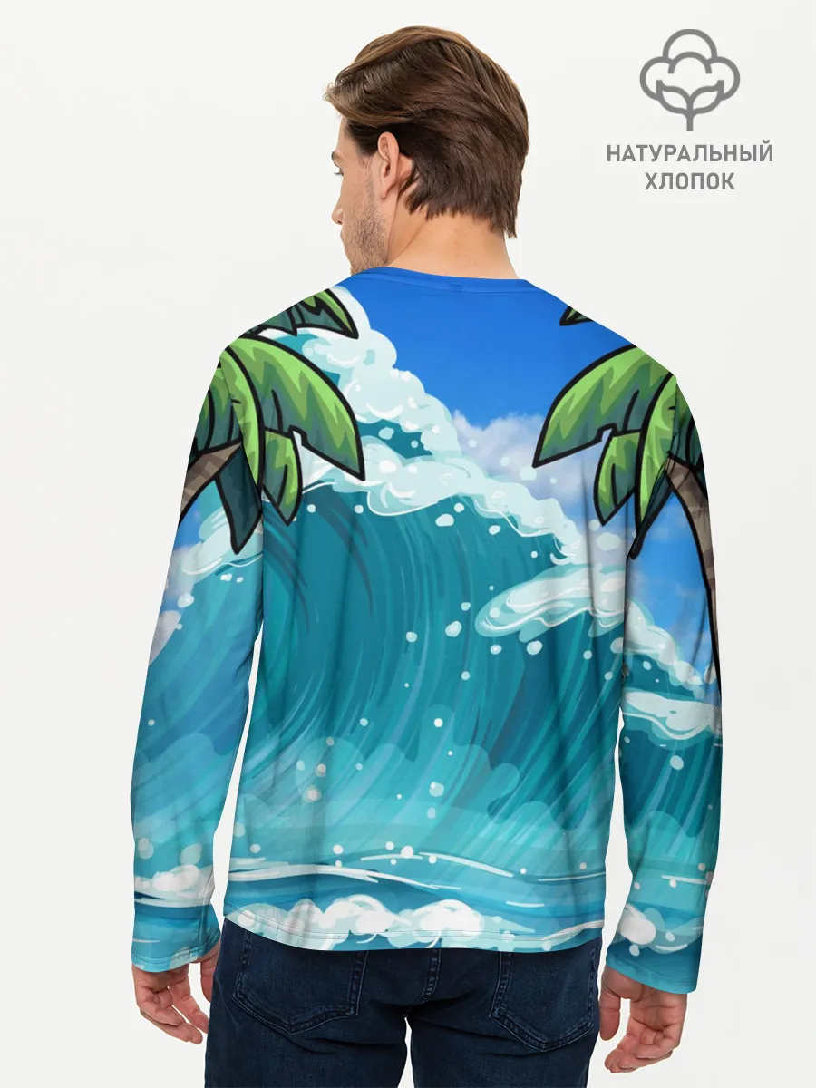 Мужской лонгслив базовый / Сёрфинг на Пицце