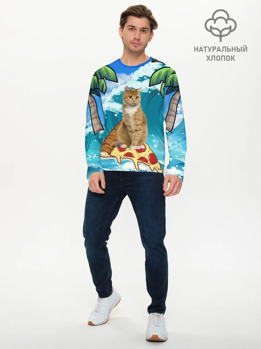 Мужской лонгслив базовый / Сёрфинг на Пицце
