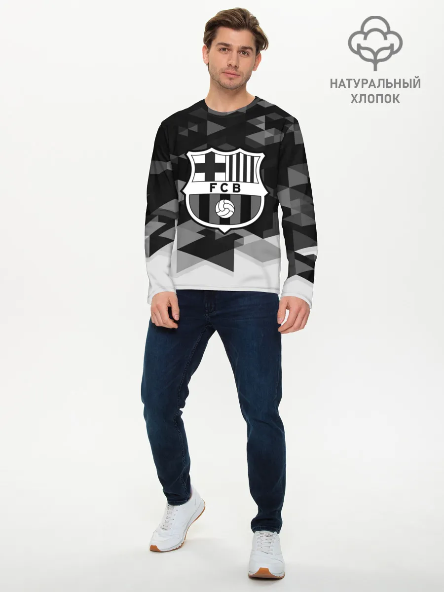 Мужской лонгслив базовый / FC Barcelona sport geometry