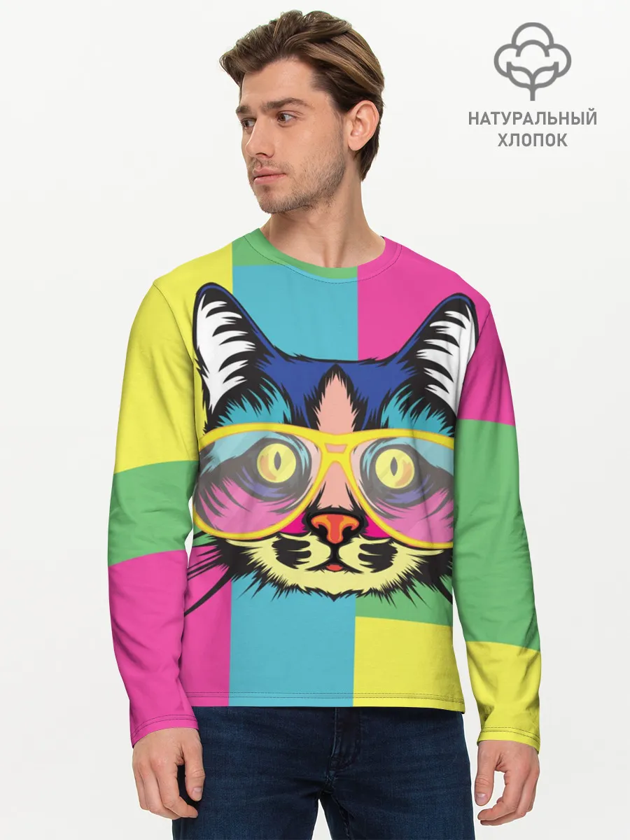 Мужской лонгслив базовый / Яркий Кот