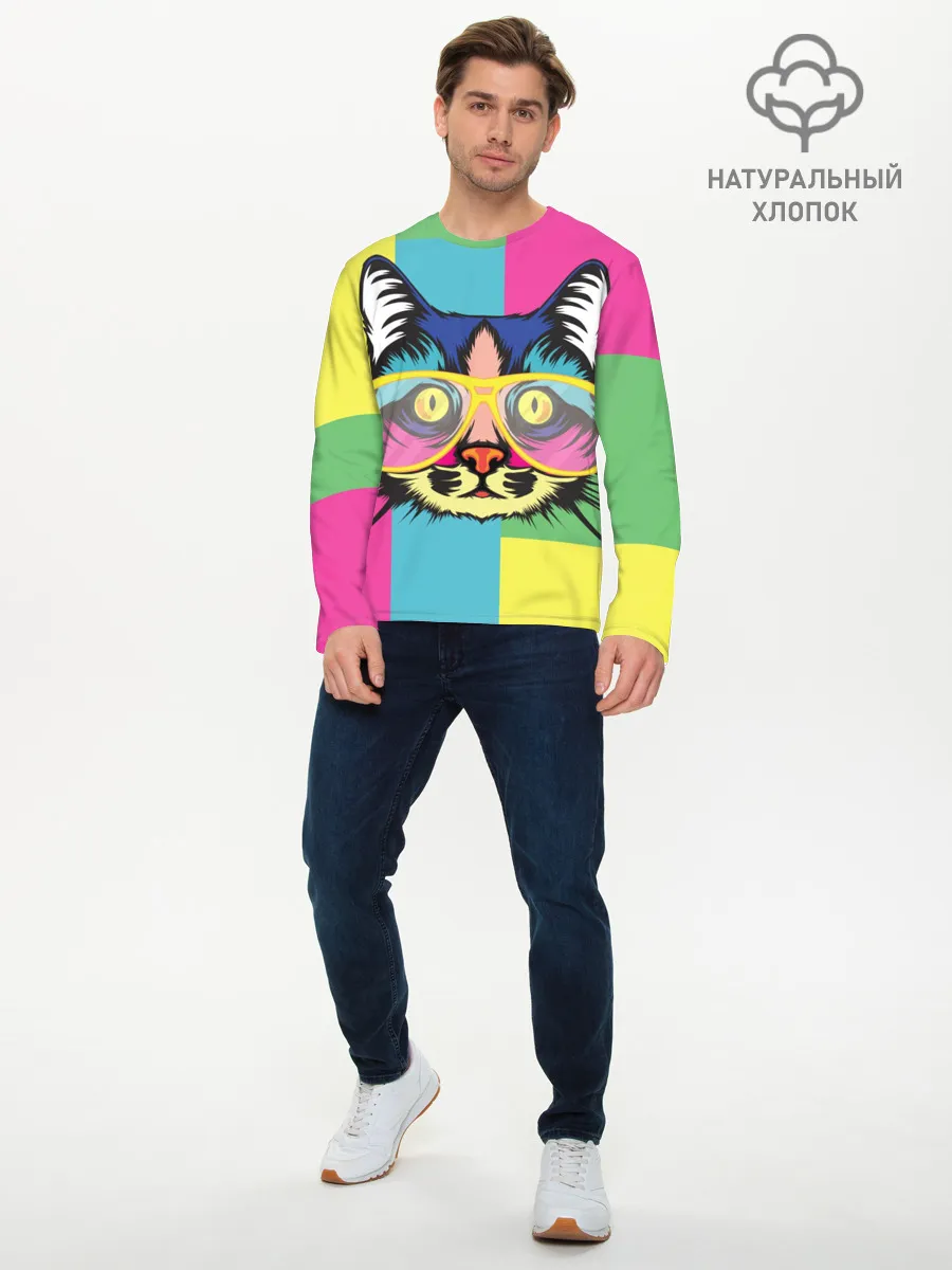 Мужской лонгслив базовый / Яркий Кот