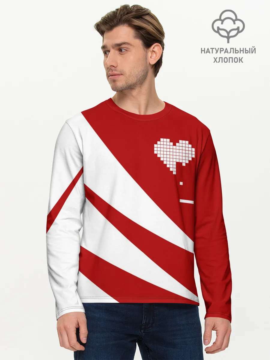 Мужской лонгслив базовый / ГЕОМЕТРИЧЕСКОЕ СЕРДЦЕ.