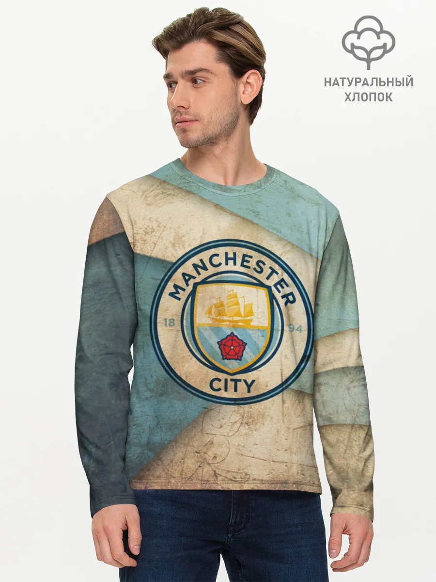 Мужской лонгслив базовый / Манчестер сити олд