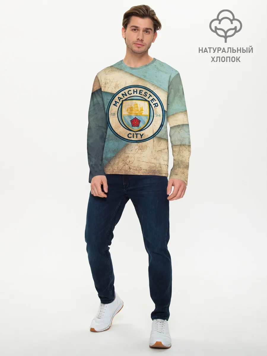 Мужской лонгслив базовый / Манчестер сити олд