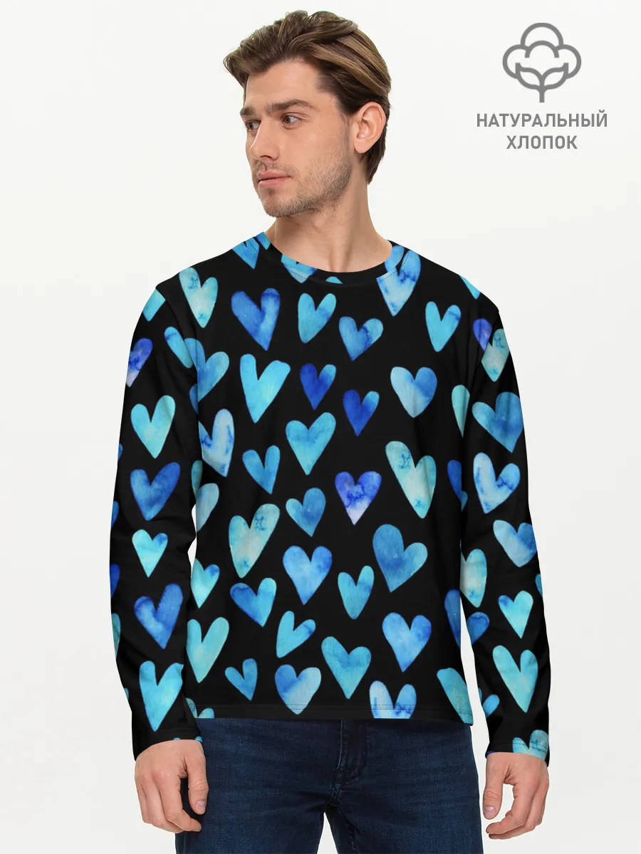 Мужской лонгслив базовый / Blue Hearts
