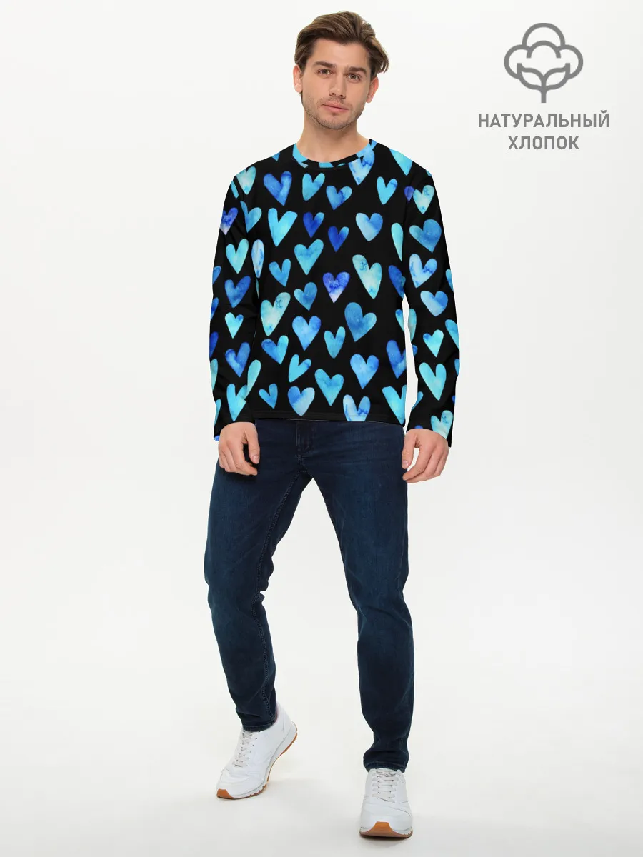 Мужской лонгслив базовый / Blue Hearts