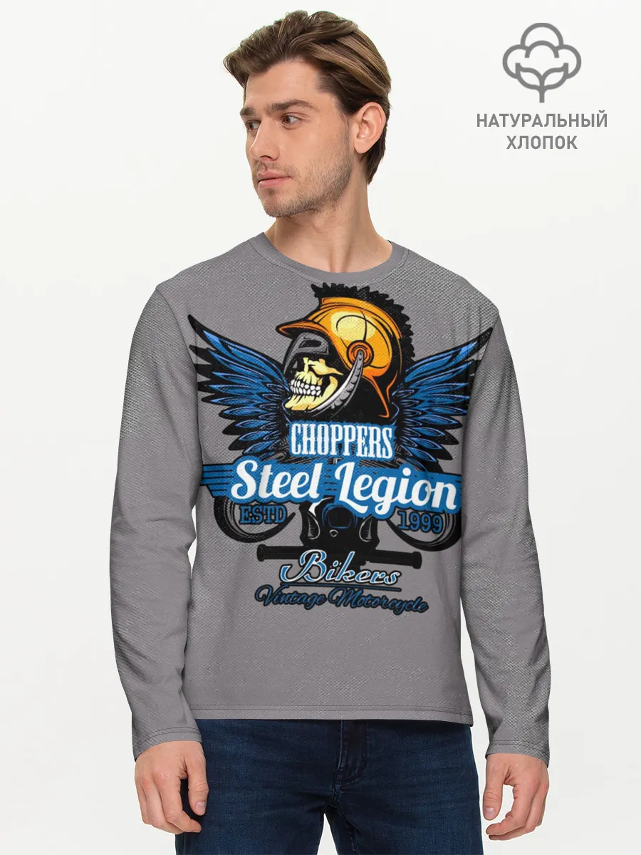 Мужской лонгслив базовый / Motors-4