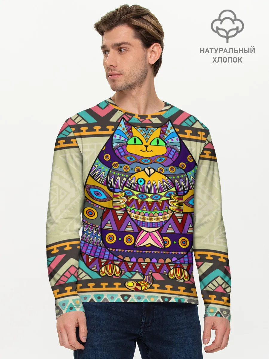 Мужской лонгслив базовый / Кот 3