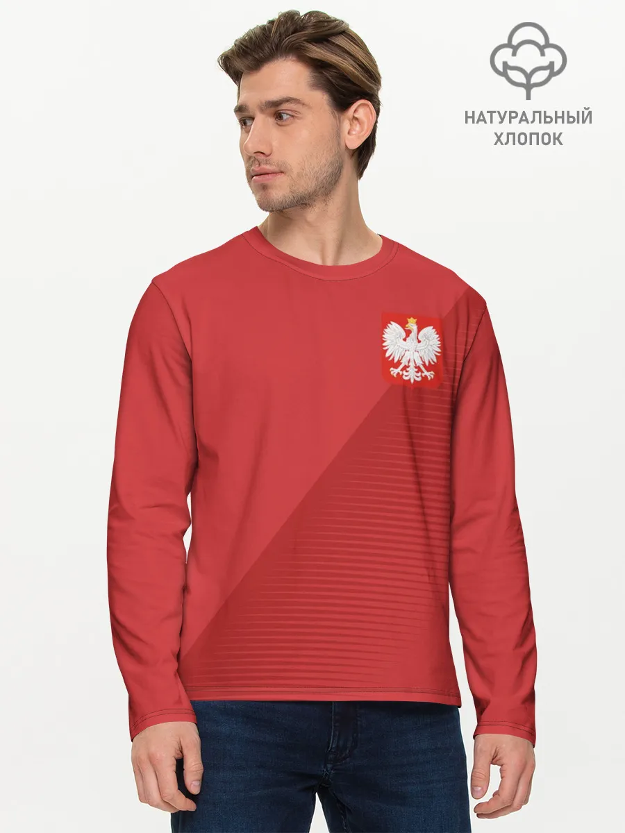 Мужской лонгслив базовый / Польша форма гостевая 2018