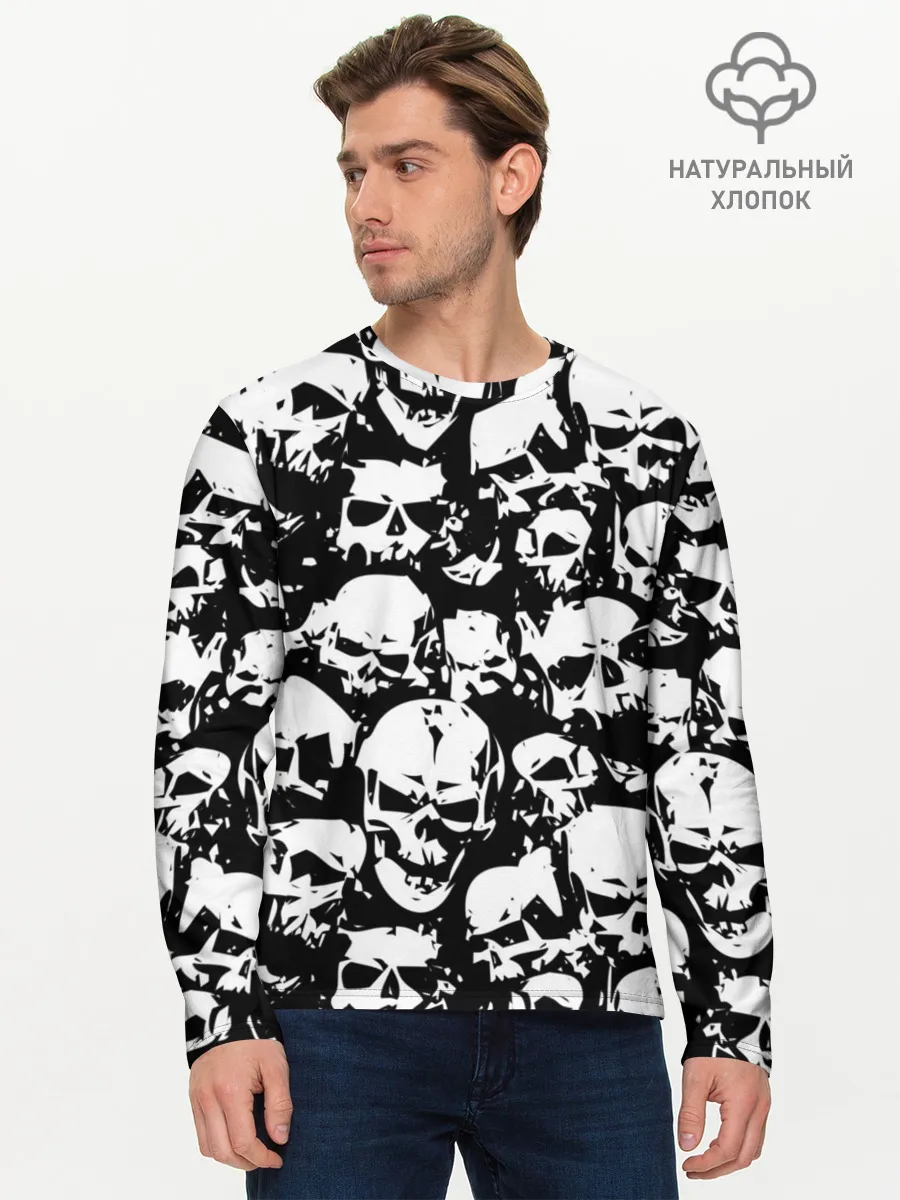 Мужской лонгслив базовый / черепа