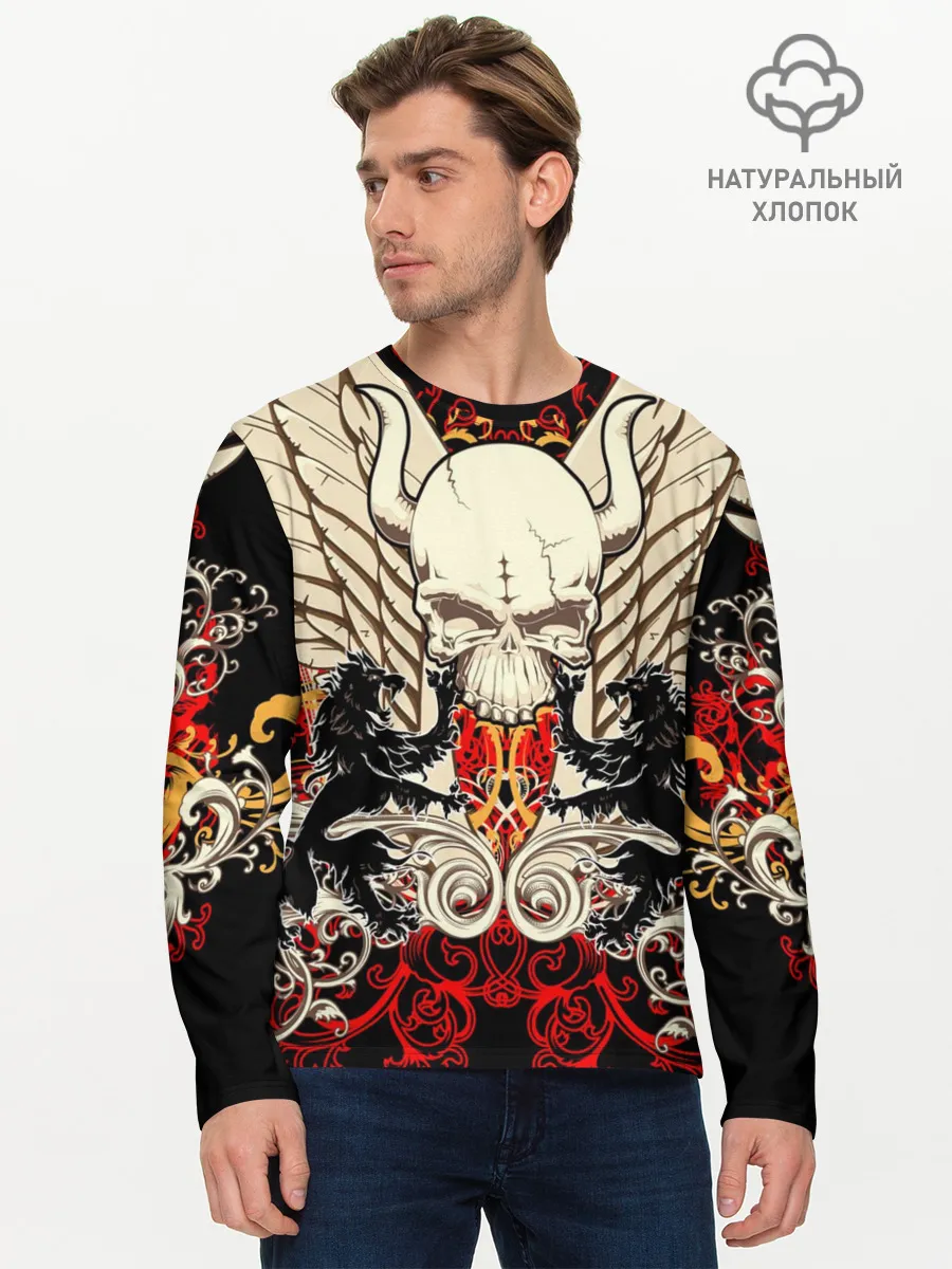 Мужской лонгслив базовый / Vintage Skull Art v2