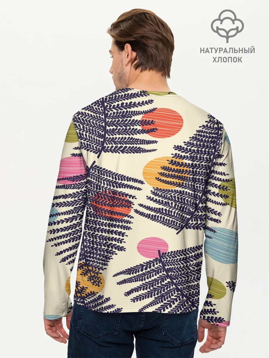 Мужской лонгслив базовый / Тропики паттерн