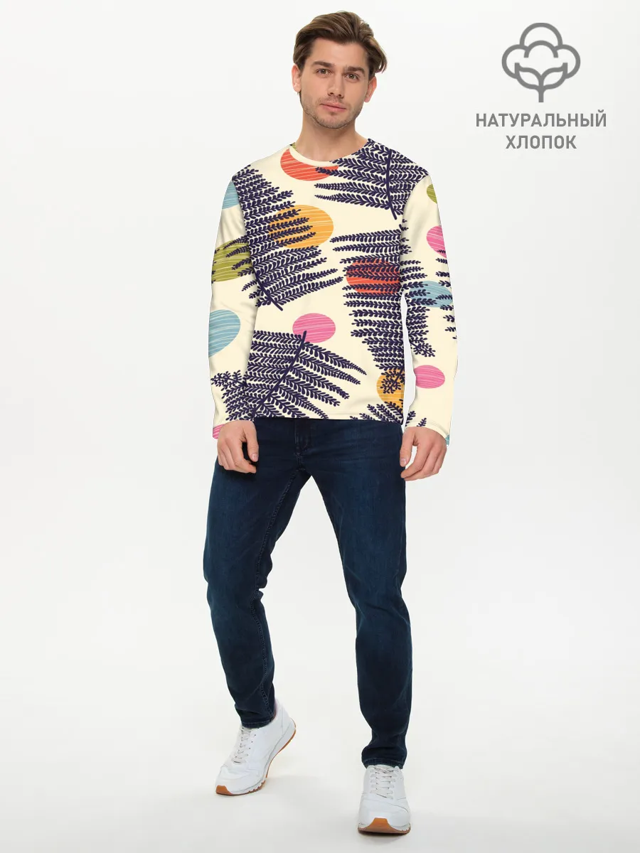 Мужской лонгслив базовый / Тропики паттерн