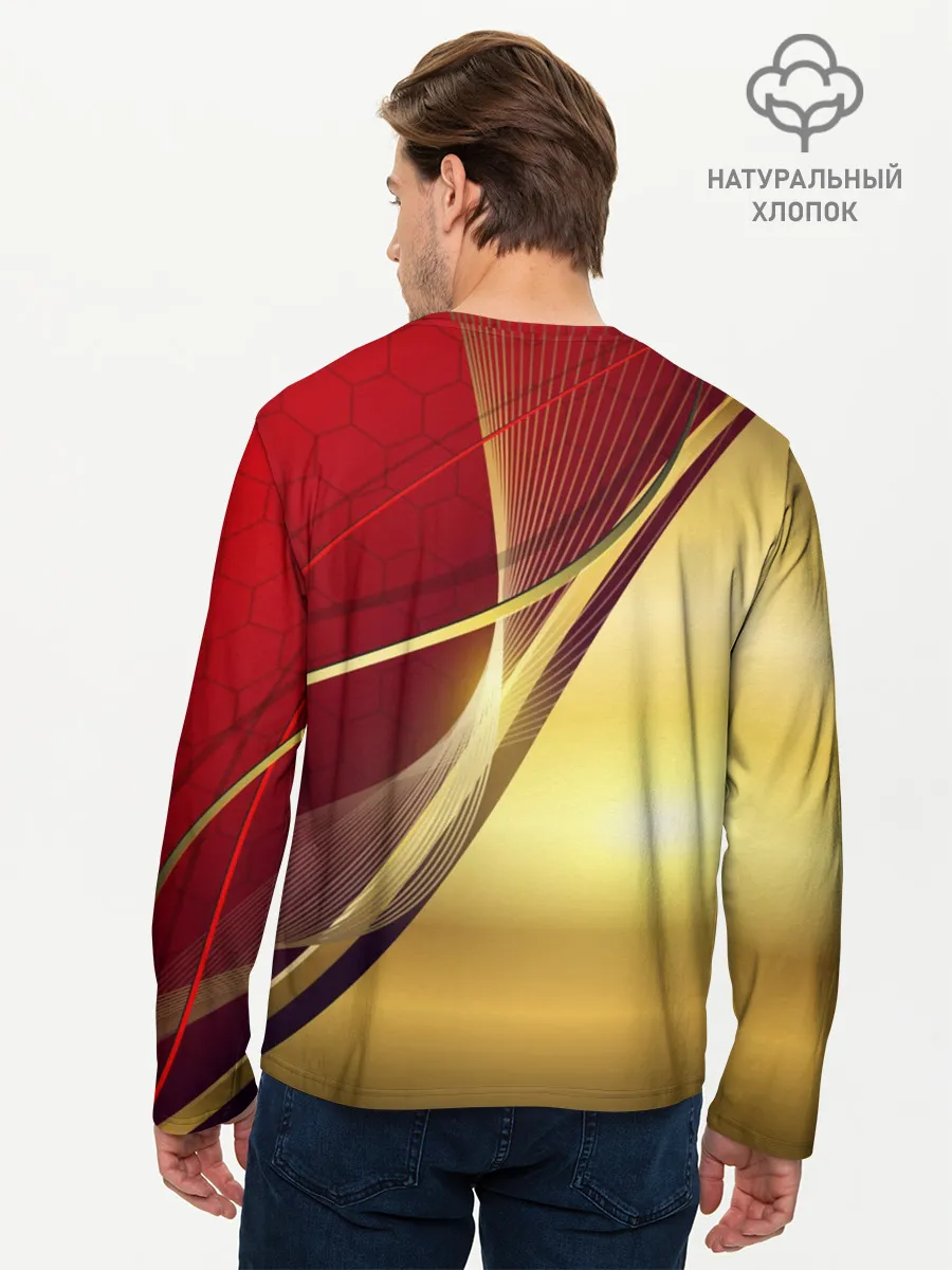 Мужской лонгслив базовый / RUSSIA SPORT: Red and Gold.